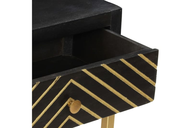 Avlastningsbord svart och guld 90x30x75 cm massivt mangoträ - Svart - Brickbord - Bord - Sidobord & lampbord