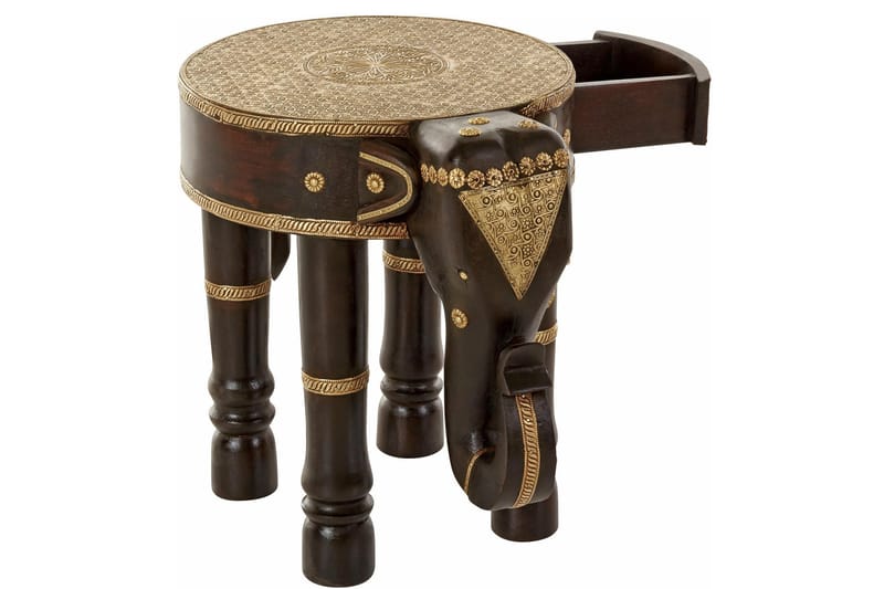 Bence Sidobord 40 cm Runt - Brun/Guld - Möbler - Vardagsrum - Soffbord & vardagsrumsbord - Sidobord & lampbord