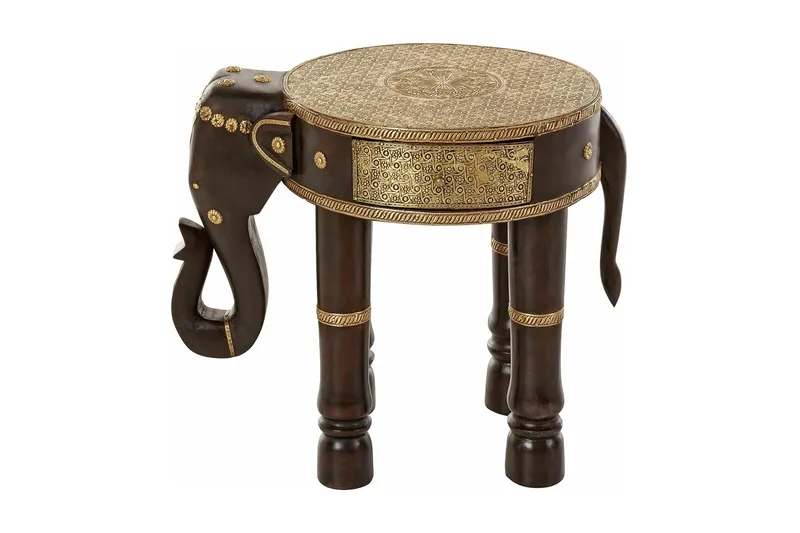 Bence Sidobord 40 cm Runt, Brun/Guld