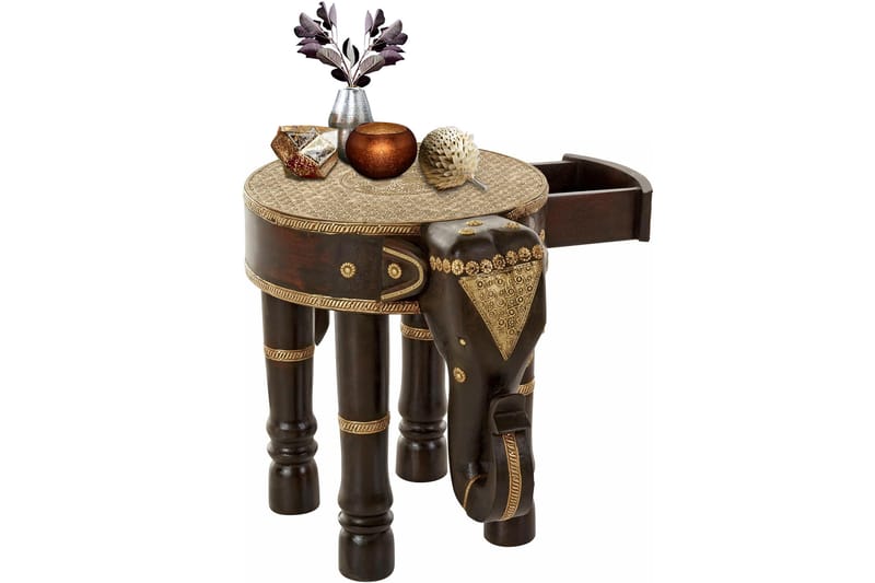 Bence Sidobord 40 cm Runt - Brun/Guld - Möbler - Vardagsrum - Soffbord & vardagsrumsbord - Sidobord & lampbord