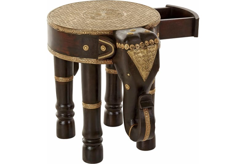 Bence Sidobord 40 cm Runt - Brun/Guld - Möbler - Vardagsrum - Soffbord & vardagsrumsbord - Sidobord & lampbord