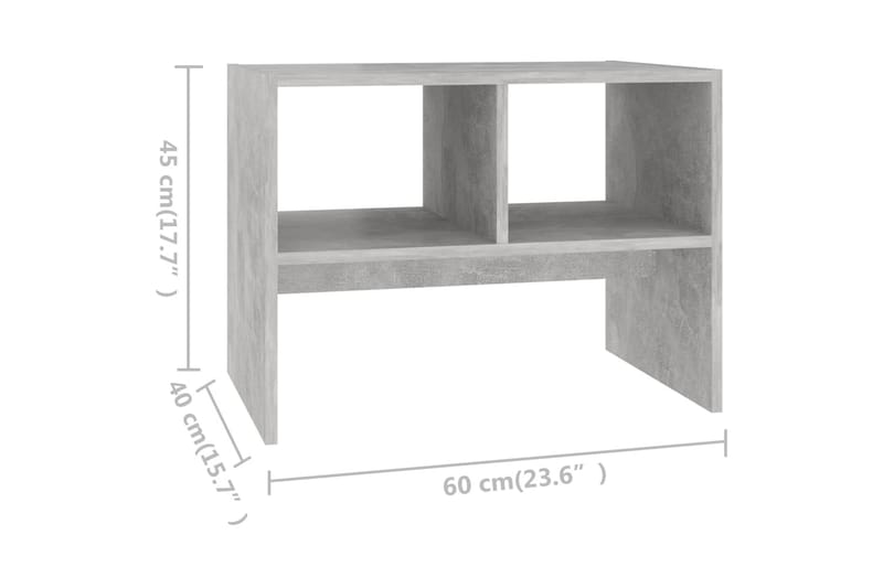 Sidobord betonggrå 60x40x45 cm spånskiva - Grå - Brickbord - Bord - Sidobord & lampbord