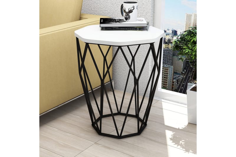 Bojana Sidobord Runt 46 cm - Vit/Svart - Möbler - Vardagsrum - Soffbord & vardagsrumsbord - Sidobord & lampbord