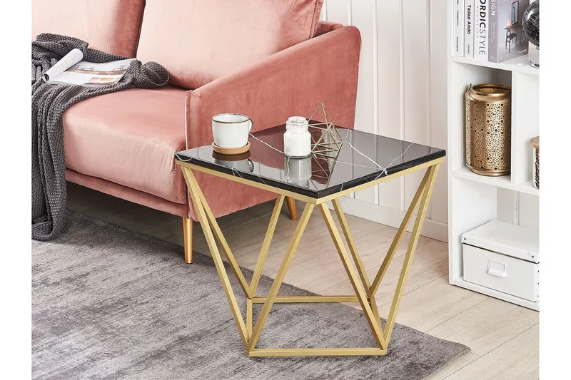 Charmlee Sidobord 50 cm - Svart/Guld - Möbler - Vardagsrum - Soffbord & vardagsrumsbord - Sidobord & lampbord