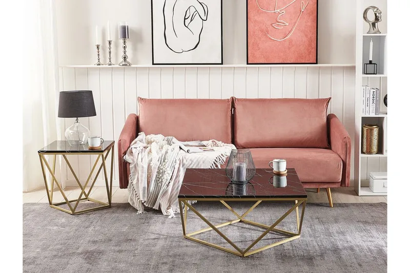 Charmlee Sidobord 50 cm - Svart/Guld - Möbler - Vardagsrum - Soffbord & vardagsrumsbord - Sidobord & lampbord