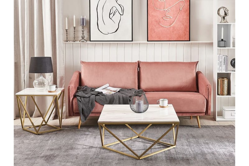 Charmlee Sidobord 50 cm - Vit/Guld - Möbler - Vardagsrum - Soffbord & vardagsrumsbord - Sidobord & lampbord