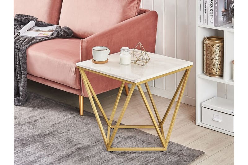 Charmlee Sidobord 50 cm - Vit/Guld - Möbler - Vardagsrum - Soffbord & vardagsrumsbord - Sidobord & lampbord