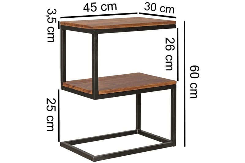 CHESMORE Sidobord 45 cm Brun - Möbler - Vardagsrum - Soffbord & vardagsrumsbord - Sidobord & lampbord