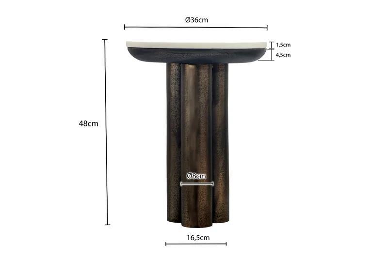 Dalvor Runt sidobord 36 cm i metall med marmorskiva - vit och svart - Möbler - Vardagsrum - Soffbord & vardagsrumsbord - Sidobord & lampbord - Piedestal & pelarbord