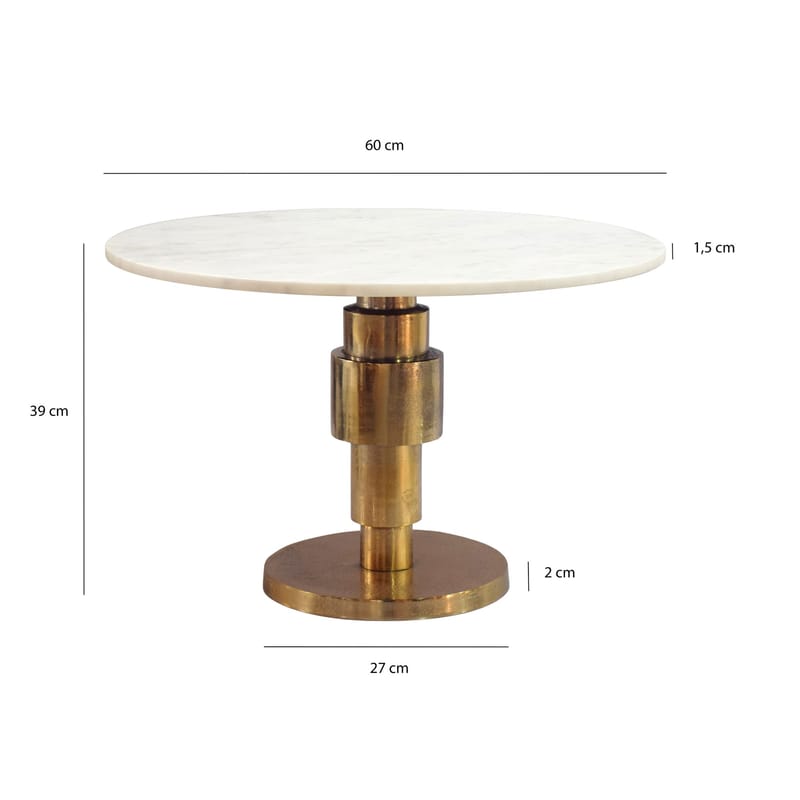 Dorlen Runt soffbord i aluminium med marmorskiva - vit och guld - Möbler - Vardagsrum - Soffbord & vardagsrumsbord - Sidobord & lampbord - Piedestal & pelarbord