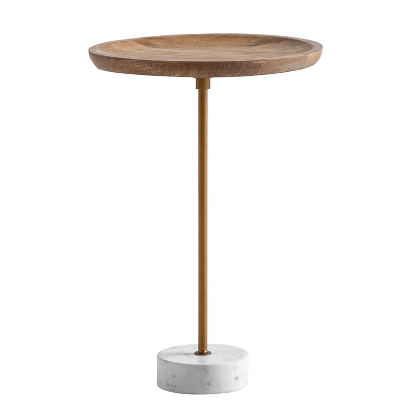 Eliela Sidobord 40 cm Rund - varm mörkbrun, guld och vit - Möbler - Vardagsrum - Soffbord & vardagsrumsbord - Sidobord & lampbord - Piedestal & pelarbord