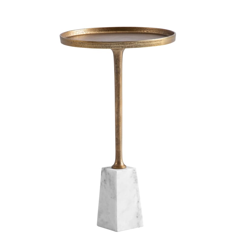 Eliilo Sidobord 34 cm - antikguld och vit marmor - Möbler - Vardagsrum - Soffbord & vardagsrumsbord - Sidobord & lampbord - Piedestal & pelarbord