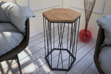 Falan Sidobord 40 cm Hexagon - Ljusbrun/Svart - Möbler - Vardagsrum - Soffbord & vardagsrumsbord - Sidobord & lampbord