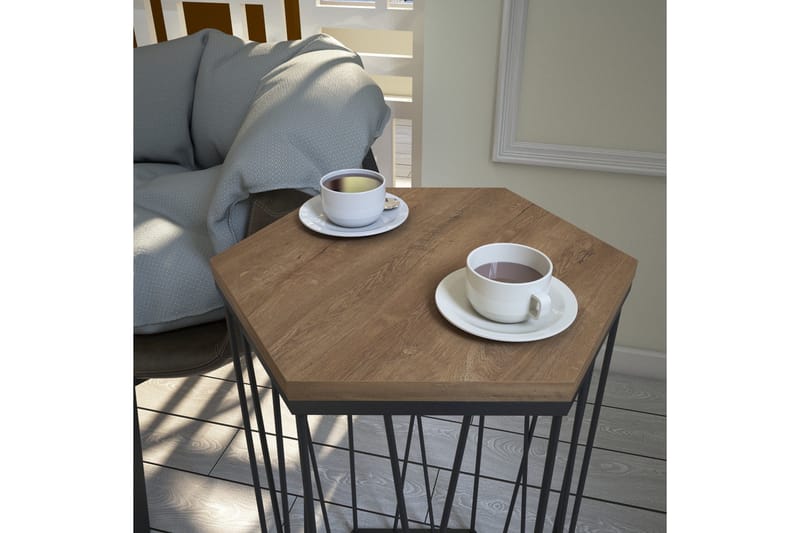 Falan Sidobord 40 cm Hexagon - Ljusbrun/Svart - Möbler - Vardagsrum - Soffbord & vardagsrumsbord - Sidobord & lampbord