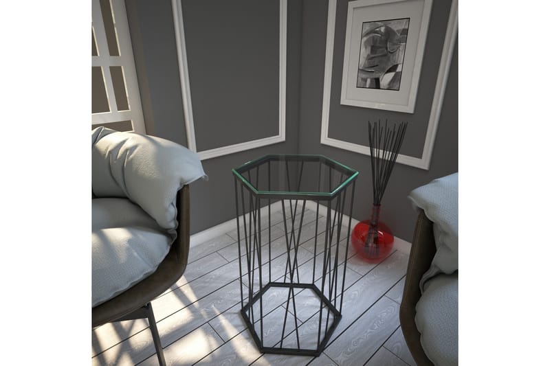 Falan Sidobord 40 cm Hexagon - Svart/Silver - Möbler - Vardagsrum - Soffbord & vardagsrumsbord - Sidobord & lampbord