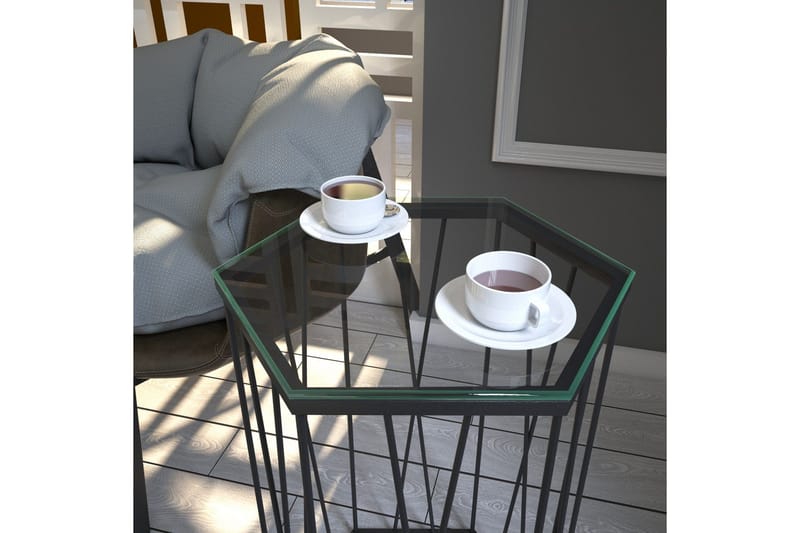 Falan Sidobord 40 cm Hexagon - Svart/Silver - Möbler - Vardagsrum - Soffbord & vardagsrumsbord - Sidobord & lampbord