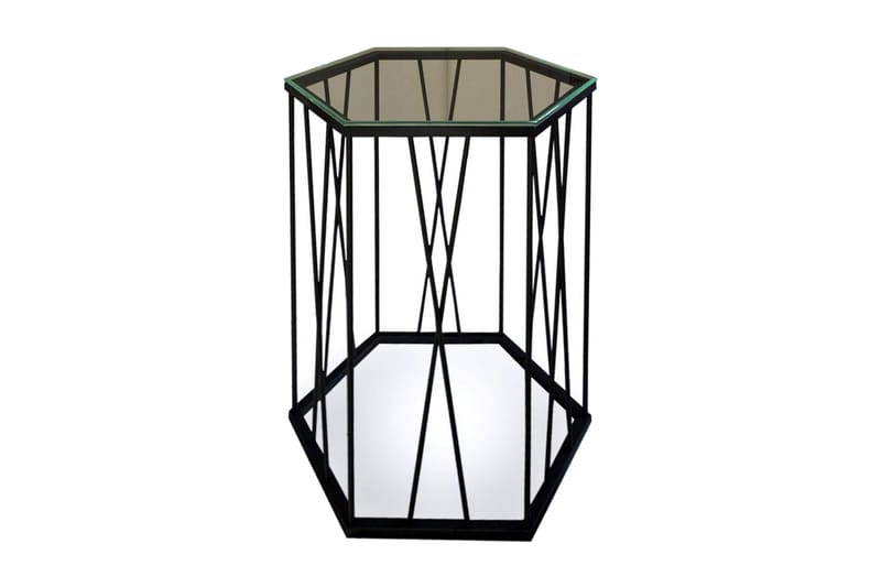 Falan Sidobord 40 cm Hexagon, Svart/Silver