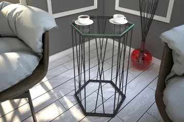 Falan Sidobord 40 cm Hexagon - Svart/Silver - Möbler - Vardagsrum - Soffbord & vardagsrumsbord - Sidobord & lampbord
