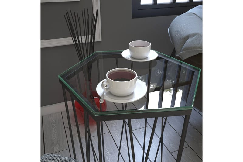 Falan Sidobord 40 cm Hexagon - Svart/Silver - Möbler - Vardagsrum - Soffbord & vardagsrumsbord - Sidobord & lampbord