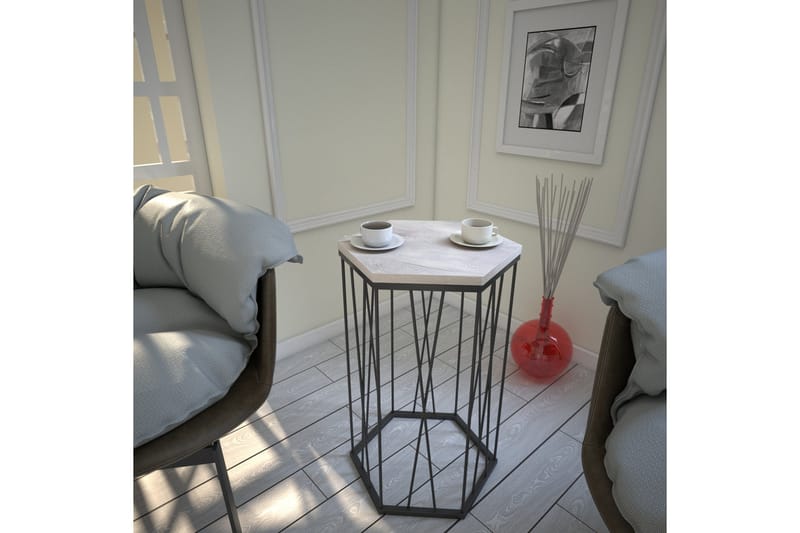 Falan Sidobord 40 cm Hexagon - Vit/Svart - Möbler - Vardagsrum - Soffbord & vardagsrumsbord - Sidobord & lampbord