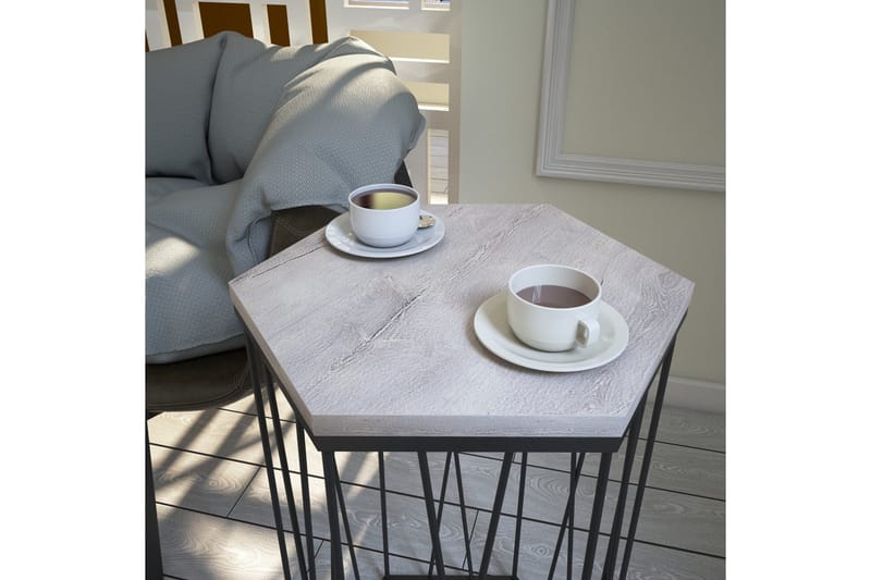 Falan Sidobord 40 cm Hexagon - Vit/Svart - Möbler - Vardagsrum - Soffbord & vardagsrumsbord - Sidobord & lampbord