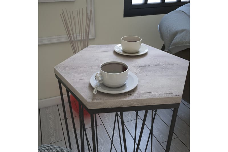 Falan Sidobord 40 cm Hexagon - Vit/Svart - Möbler - Vardagsrum - Soffbord & vardagsrumsbord - Sidobord & lampbord