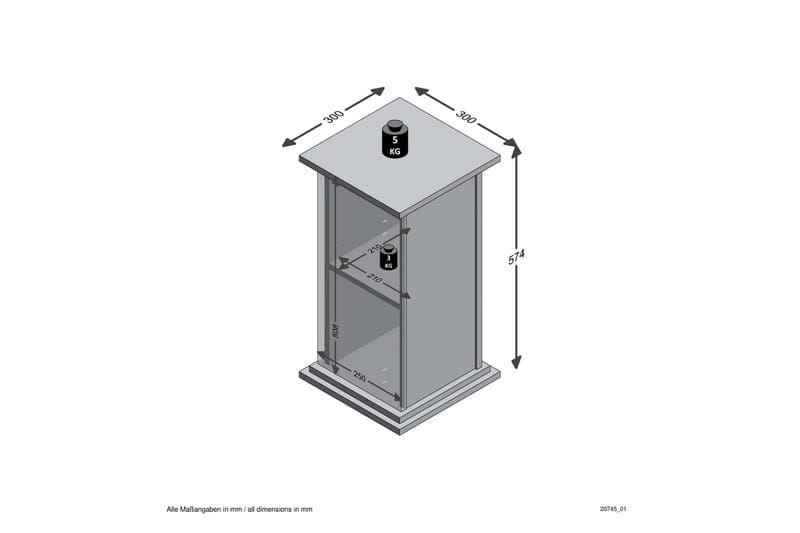 FMD Sidobord med dörr 57,4cm matera - Grå - Brickbord - Bord - Sidobord & lampbord