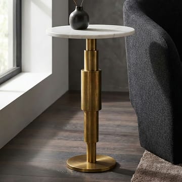 Heluna Sidobord 37 cm - vit marmor och guld - Möbler - Vardagsrum - Soffbord & vardagsrumsbord - Sidobord & lampbord - Piedestal & pelarbord