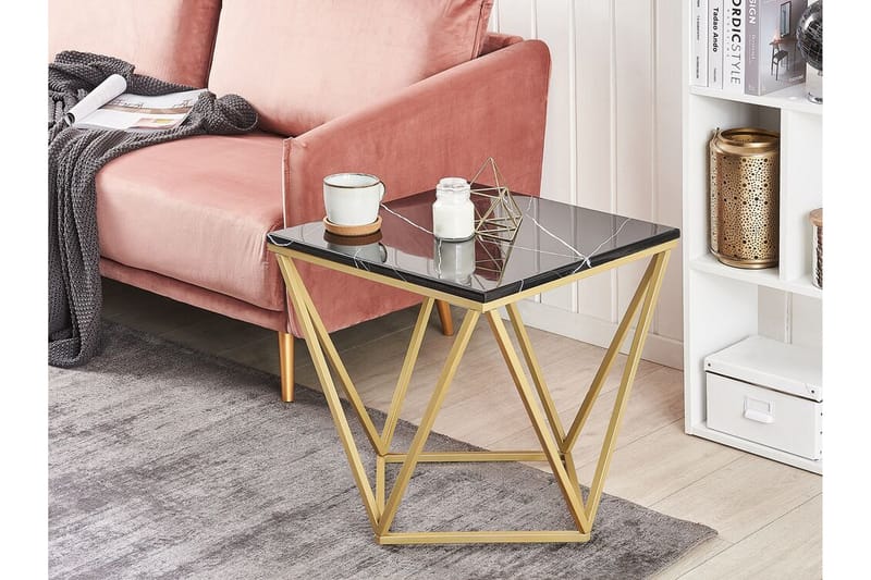 INCEVILLE Sidobord 50 cm Svart/Guld - Möbler - Vardagsrum - Soffbord & vardagsrumsbord - Sidobord & lampbord