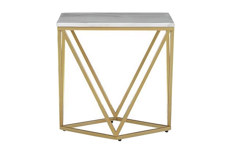 INCEVILLE Sidobord 50 cm Vit/Guld - Möbler - Vardagsrum - Soffbord & vardagsrumsbord - Sidobord & lampbord