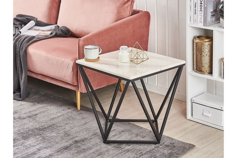 INCEVILLE Sidobord 50 cm Vit/Svart - Möbler - Vardagsrum - Soffbord & vardagsrumsbord - Sidobord & lampbord