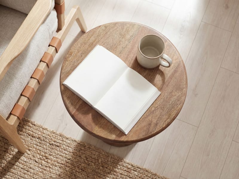 Kalren Runt sidobord 35 cm i massivt mangoträ - brun - Möbler - Vardagsrum - Soffbord & vardagsrumsbord - Sidobord & lampbord - Piedestal & pelarbord
