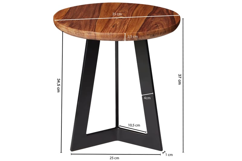 MACAIRE Sidobord 35 cm Brun - Möbler - Vardagsrum - Soffbord & vardagsrumsbord - Sidobord & lampbord