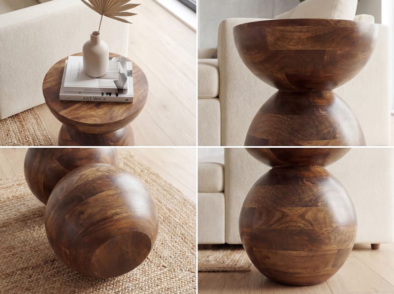 Malren Runt sidobord 35 cm i massivt mangoträ - natur - Möbler - Vardagsrum - Soffbord & vardagsrumsbord - Sidobord & lampbord - Piedestal & pelarbord