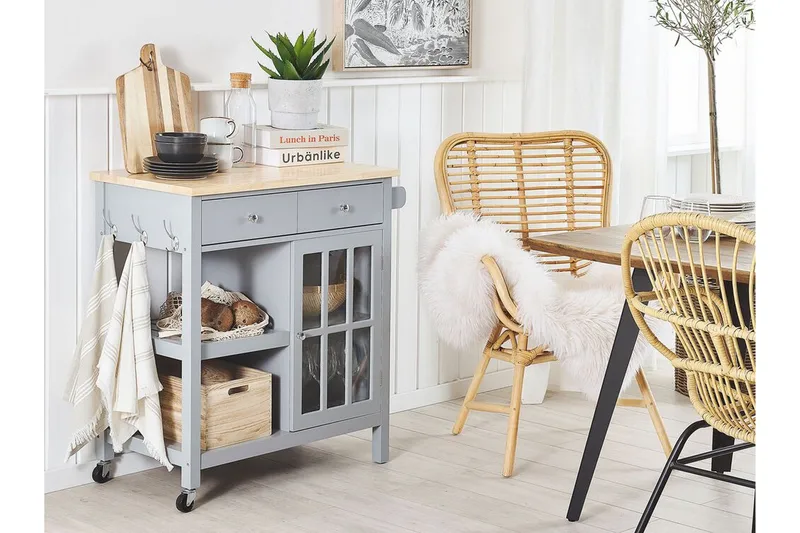 Manesseno Serveringsvagn 80 cm - Grå - Möbler - Vardagsrum - Soffbord & vardagsrumsbord - Sidobord & lampbord