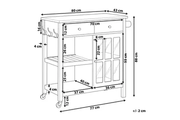 Manesseno Serveringsvagn 80 cm - Grå - Möbler - Vardagsrum - Soffbord & vardagsrumsbord - Sidobord & lampbord