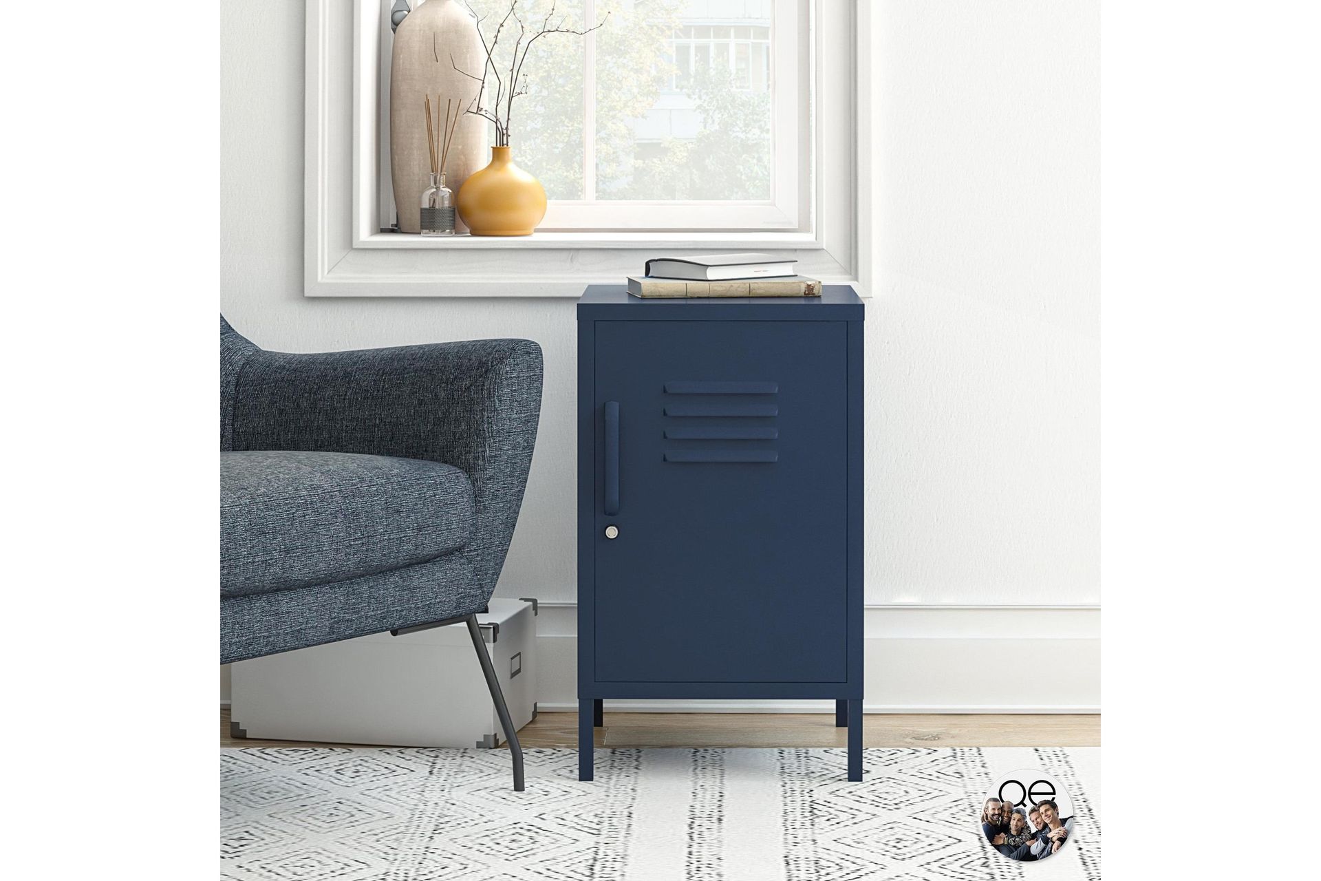 moon phases sidobord 38x40 cm blå - dorel home