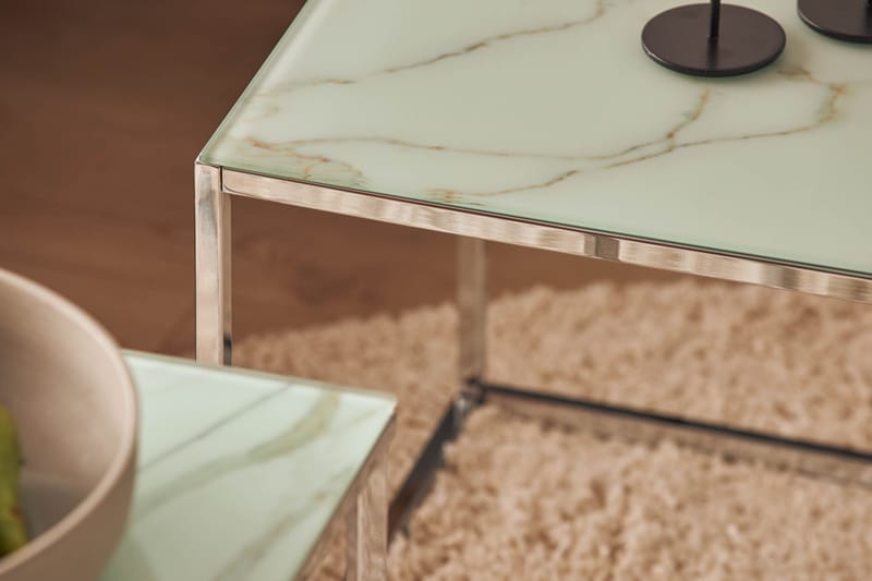 Nelly Sidobord 45 cm - Vit/Krom - Möbler - Vardagsrum - Soffbord & vardagsrumsbord - Sidobord & lampbord