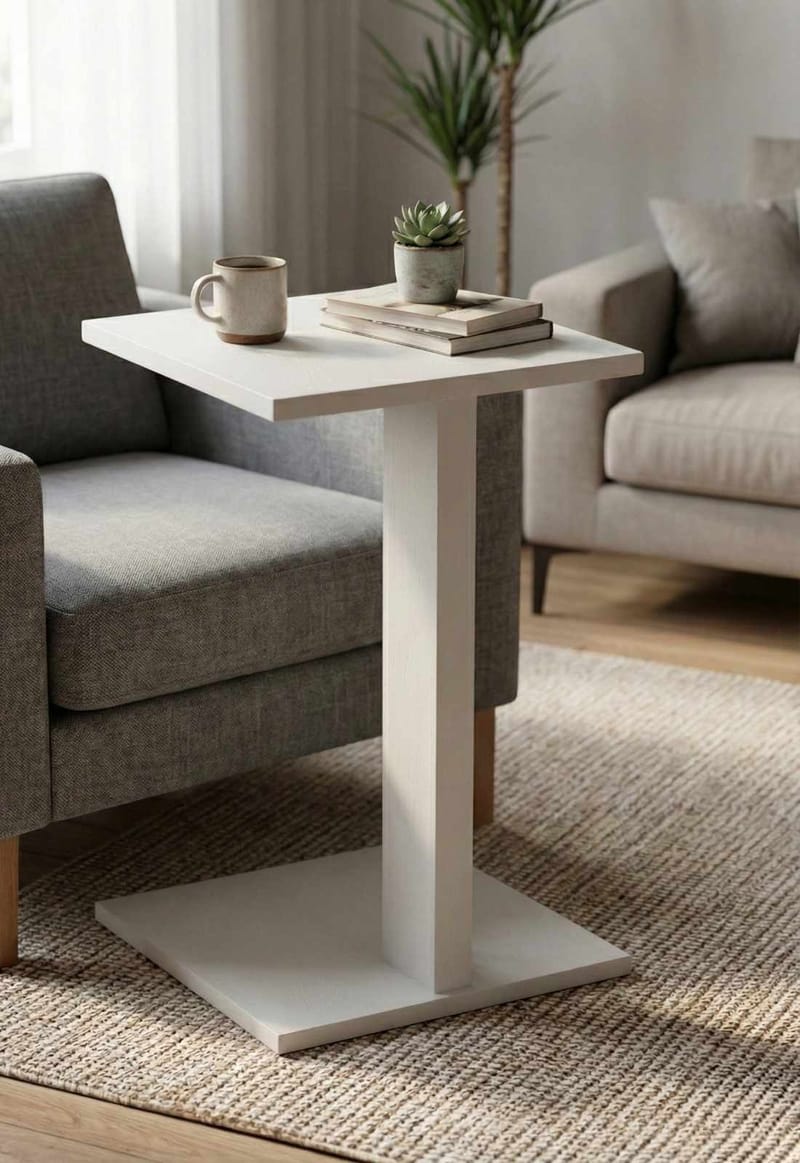 Rumira Sidobord 35 cm - Vit - Möbler - Vardagsrum - Soffbord & vardagsrumsbord - Sidobord & lampbord - Piedestal & pelarbord