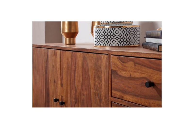 Sideboard Wohnling Massivt trä 145 cm med 3 lådor 1 dörr hårnålsben industriell - Möbler - Vardagsrum - Soffbord & vardagsrumsbord - Sidobord & lampbord - Piedestal & pelarbord