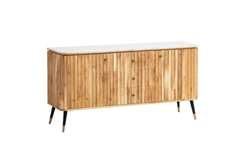 Sideboard Wohnling Massivt trä riktig marmoryta 150 cm 2 dörrar 3 lådor modern - Möbler - Vardagsrum - Soffbord & vardagsrumsbord - Sidobord & lampbord - Piedestal & pelarbord