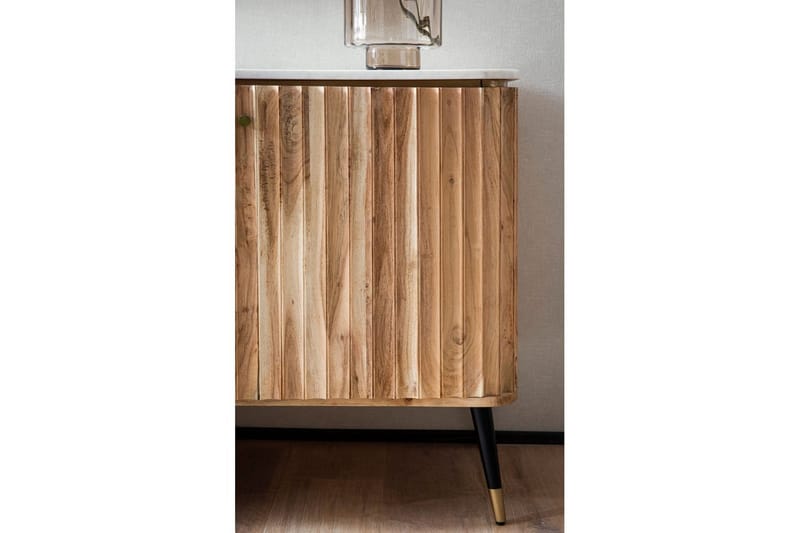 Sideboard Wohnling Massivt trä riktig marmoryta 150 cm 2 dörrar 3 lådor modern - Möbler - Vardagsrum - Soffbord & vardagsrumsbord - Sidobord & lampbord - Piedestal & pelarbord