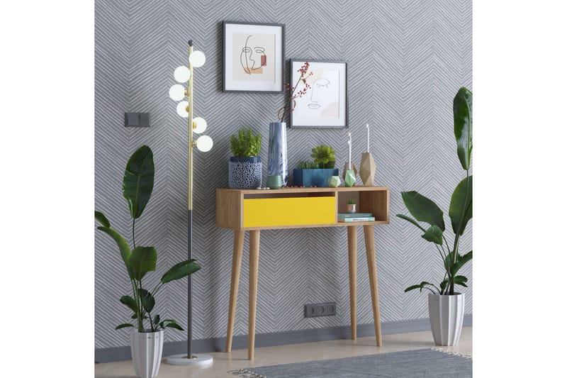 Sidobord 100 cm - Guld/Natur/Gul - Möbler - Vardagsrum - Soffbord & vardagsrumsbord - Sidobord & lampbord