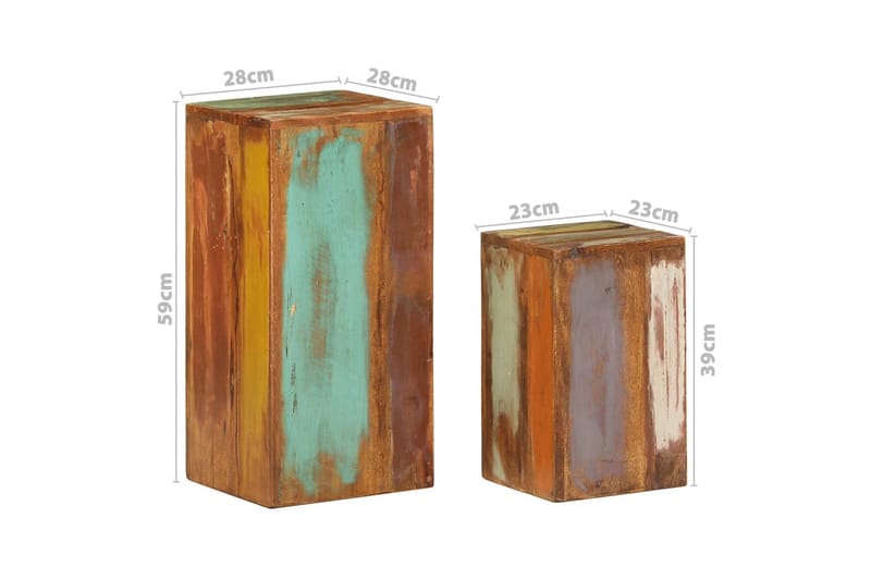 Sidobord 2 st massivt återvunnet trä - Flerfärgad - Brickbord - Bord - Sidobord & lampbord