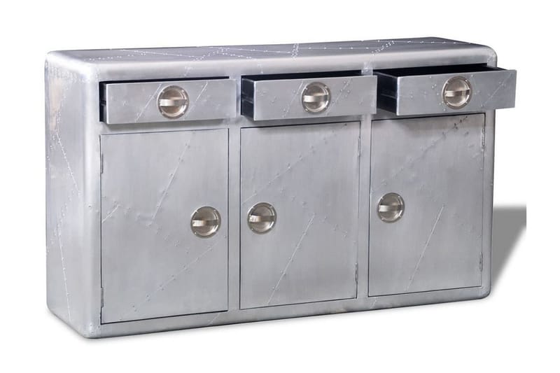 Sidobord i aluminium Aviator med 3 lådor - Silver - Möbler - Vardagsrum - Soffbord & vardagsrumsbord - Sidobord & lampbord
