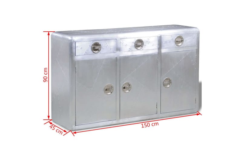 Sidobord i aluminium Aviator med 3 lådor - Silver - Möbler - Vardagsrum - Soffbord & vardagsrumsbord - Sidobord & lampbord