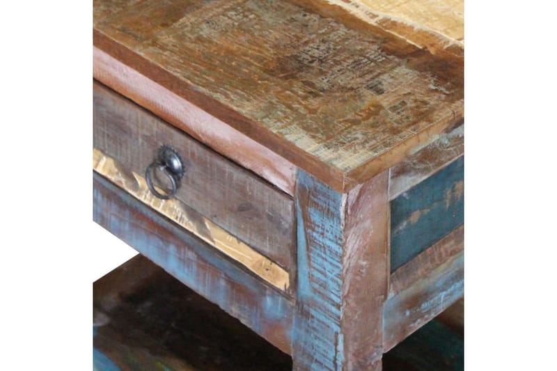 Sidobord med 1 låda massivt återvunnet trä 43x33x51 cm - Flerfärgad - Brickbord - Bord - Sidobord & lampbord