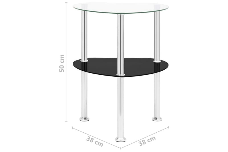Sidobord med 2 hyllor transparent/svart 38x38x50 cm härdat g - Transparent - Möbler - Vardagsrum - Soffbord & vardagsrumsbord - Sidobord & lampbord