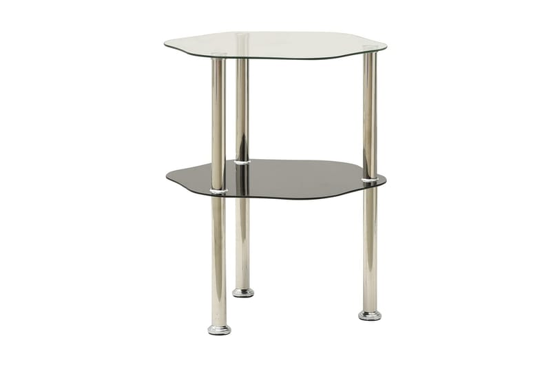 Sidobord med 2 hyllor transparent/svart 38x38x50 cm härdat g - Vit - Möbler - Vardagsrum - Soffbord & vardagsrumsbord - Sidobord & lampbord