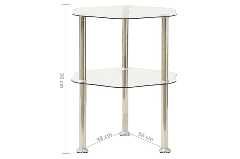 Sidobord med 2 hyllplan genomskinligt 38x38x50 cm härdat gla - Brun - Möbler - Vardagsrum - Soffbord & vardagsrumsbord - Sidobord & lampbord